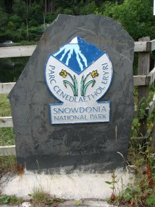 Snowdonia National Park boundary marker.